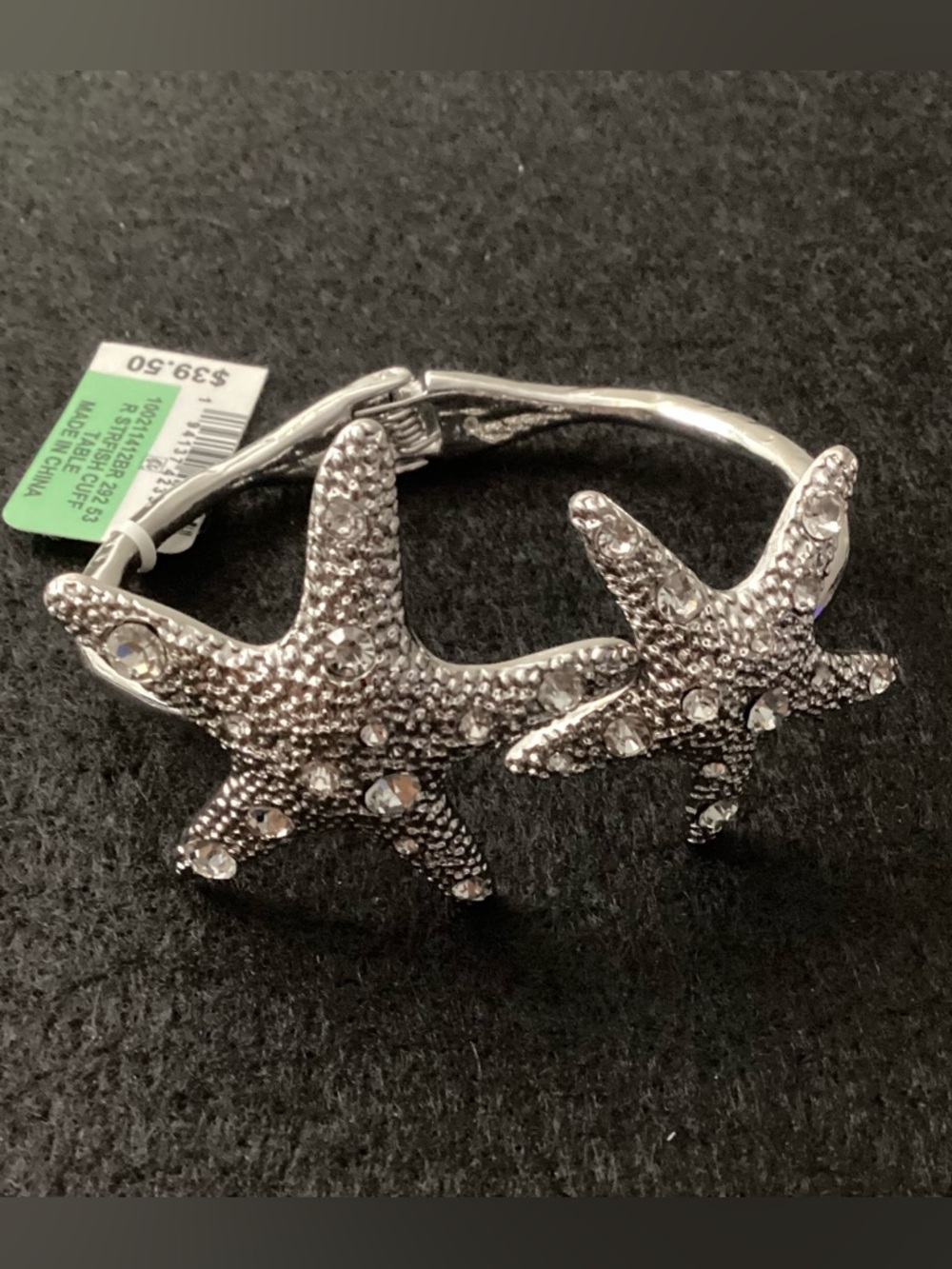 International Concepts Silver-Tone Crystal Starfish Cuff Bracelet - Picture 5 of 8